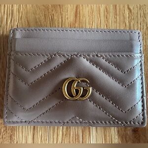 Gucci GG Pink Quilted Marmont Leather Card Holder with original packaging